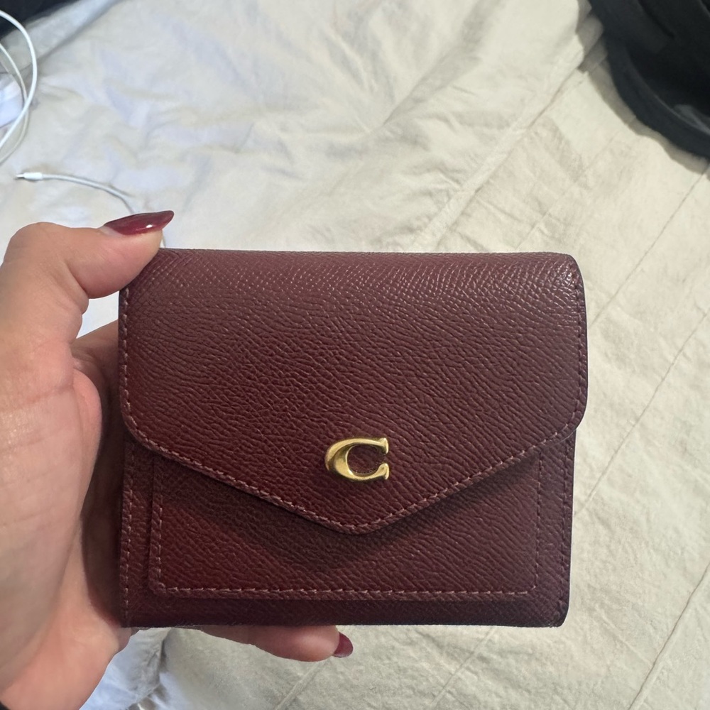 Coach Maroon Leather Wallet with Gold Accent